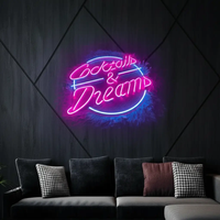 Cocktails And Dreams Neon Sign Bar Decor Neon Sign