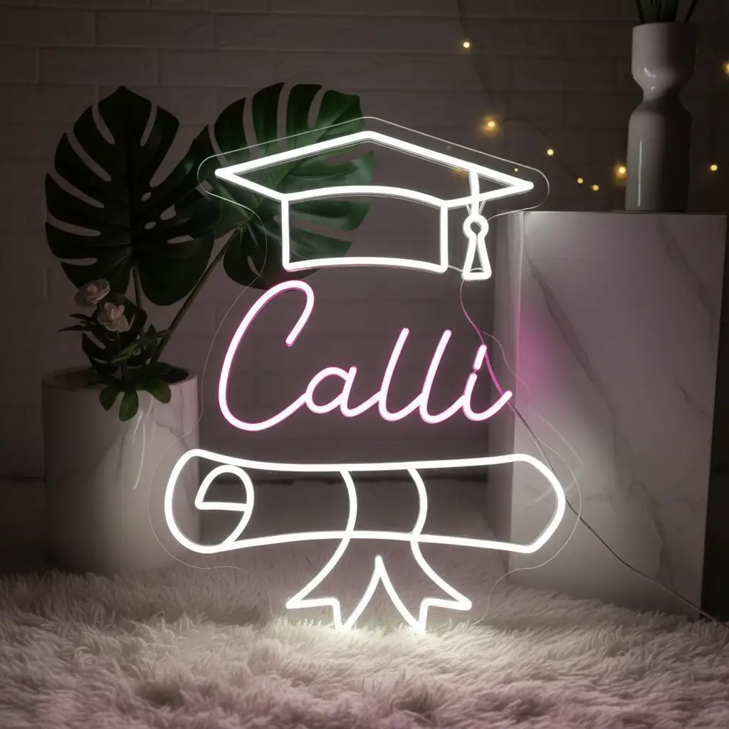Congrats Grad Custom Name Neon Sign Class of 2025 Graduation Prom Party Decor Sign