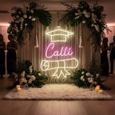 Congrats Grad Custom Name Neon Sign Class of 2025 Graduation Prom Party Decor Sign