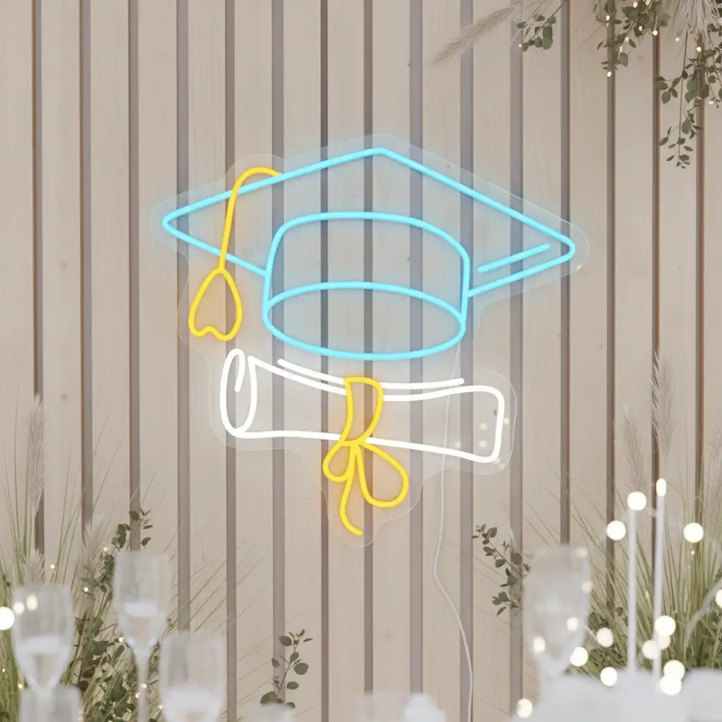 Congrats Grad Led Neon Sign Book and Cap Neon Sign
