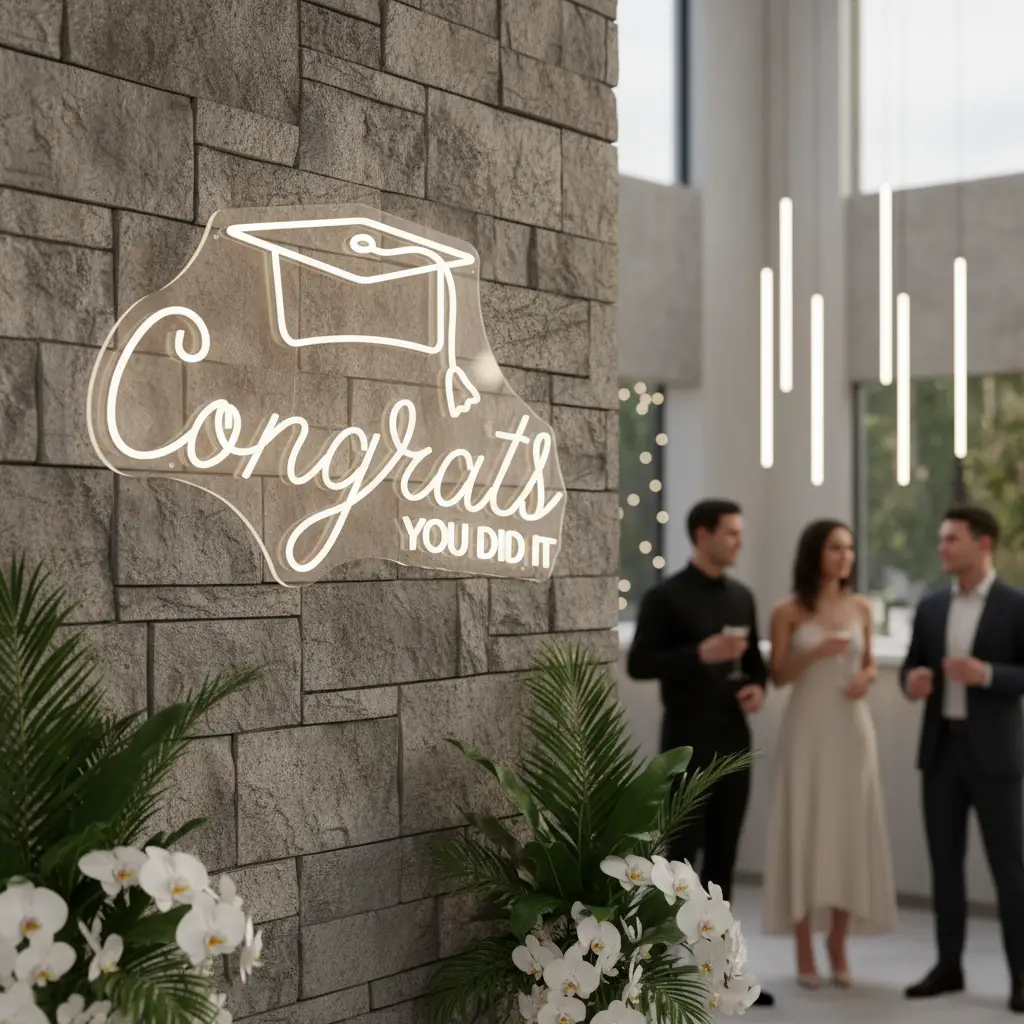 Congrats Neon Sign for 2025 Graduation Party Decor