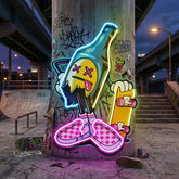 Cool Skateboarding Beer LED Neon Sign Light Pop Art
