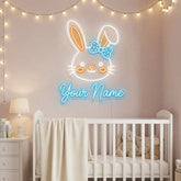 Custom Name Cute Rabbit Face Artwork Led Neon Sign Light