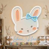 Custom Name Cute Rabbit Face Artwork Led Neon Sign Light