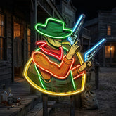 Cowboy Holding Gun LED Neon Sign Light Pop Art