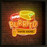 Custom Brand Name Burrito Mexican Food Restaurant Decor Artwork Led Neon Sign Light