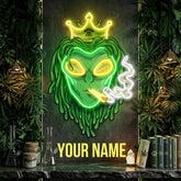Custom Name Alien Dreadlock King weed Smoke Artwork Led Neon Sign Light