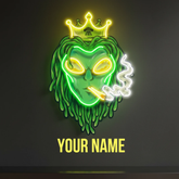 Custom Name Alien Dreadlock King weed Smoke Artwork Led Neon Sign Light