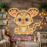 Custom Name Cute Baby Leopard Artwork Led Neon Sign Light
