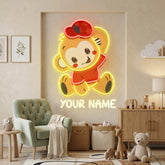 Custom Name Cute Monkey Artwork Led Neon Sign Light