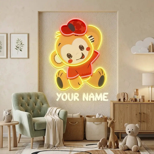 Custom Name Cute Monkey Artwork Led Neon Sign Light