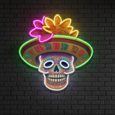 Custom Name Dead Day Party Sugar Skull Or Halloween Holiday Artwork Led Neon Sign Light