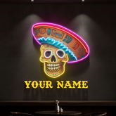 Custom Name Dead Day Party Sugar Skull Or Halloween Holiday Artwork Led Neon Sign Light
