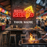 Custom Name Grill Squid Artwork Led Neon Sign Light