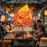 Custom Name Grill Squid Logo Artwork Led Neon Sign Light