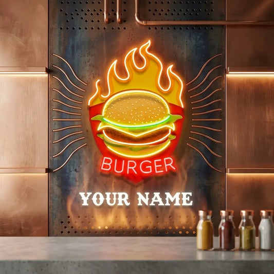 Custom Name Restaurant Fast Food Burger Led Neon Sign Light
