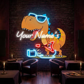Custom Your Name For Baby Room Decor Rock Star Dinosaur Led Neon Sign