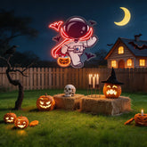 Cute Astronaut Dracula Halloween Artwork Led Neon Sign Light