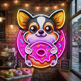 Cute Dog Eating Donut LED Neon Sign Light Pop Art