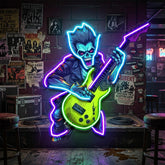 Cute Zombie Playing Electric Guitar LED Neon Sign Light Pop Art