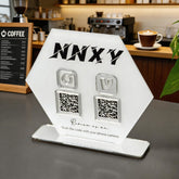 Custom Double QR Code Hexagon Stand Layout B