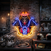 Biker Skull LED Neon Sign Light Pop Art