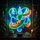Oni Head And Green Snake LED Neon Sign Light Pop Art