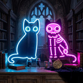 Black Cat Skeleton LED Neon Sign Light Pop Art
