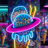 Planets Ice Cream Vintage LED Neon Sign Light Pop Art