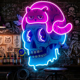 Cat And Skull LED Neon Sign Light Pop Art