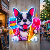 Cute Dog Eating Ice Cream LED Neon Sign Light Pop Art