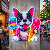 Cute Dog Eating Ice Cream LED Neon Sign Light Pop Art