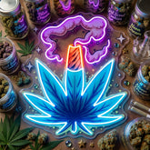 Weed Leaf With Smoke LED Neon Sign Light Pop Art