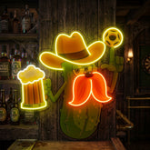 Cowboy Pickle Cartoon LED Neon Sign Light Pop Art