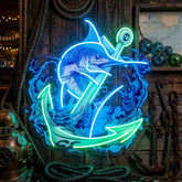 Marlin Fish with Anchor LED Neon Sign Light Pop Art