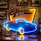Blue Classic Car LED Neon Sign Light Pop Art