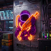 Astronaut Sight Gun Head LED Neon Sign Light Pop Art