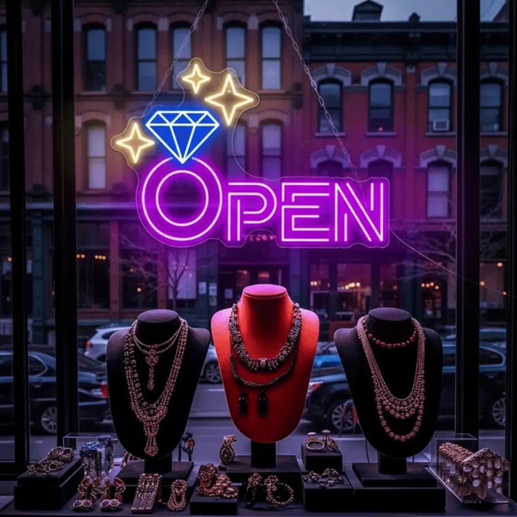 Diamond Open Indoor Neon Sign Business Wall Decor Art