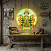 Fisherman Holding Peacock Bass LED Neon Sign Light Pop Art