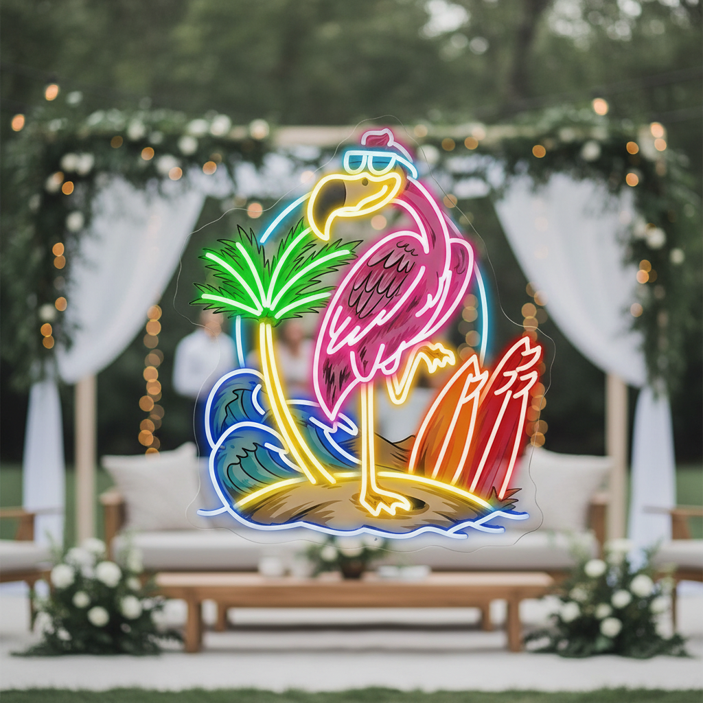 Flamingo Neon Sign Hello Summer Led Neon Sign - VN03 - Customneonstudio