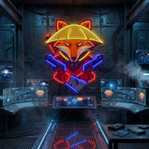 Fox Samurai With Gun LED Neon Sign Light Pop Art