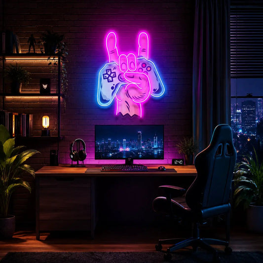 Game Hands Led Neon Acrylic Artwork