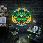 Green Dragon Mascot LED Neon Sign Light Pop Art