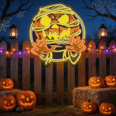 Spooky Mummy Pumpkin LED Neon Sign – Halloween Wall Decor for Indoor Parties