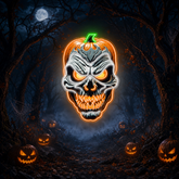 Terrifying Pumpkin Skull LED Neon Sign – Spooky Halloween Wall Decor