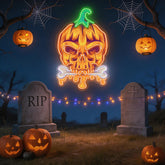 Halloween Pumpkin Skull Neon Sign – Spooky LED Wall Light for Haunted House & Party Decor