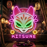 Hand Drawn Kitsune LED Neon Sign Light Pop Art