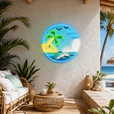 Hawaii Beach Circle LED Neon Sign Light Pop Art