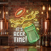 It's Beer Time! Retro Style LED Neon Sign Light Pop Art