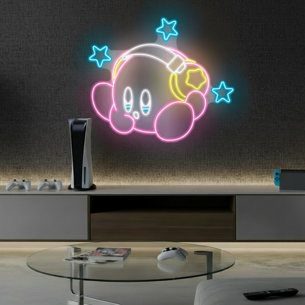 Kirby Neon Sign Anime Neon Sign Gaming Room Decor Sign - VN03 - Customneonstudio
